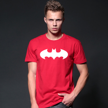 蝙蝠侠印花T恤夏季圆领纯棉学生汗衫超级英雄宽松半袖情侣上衣