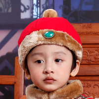 童乐谷 儿童宝宝帽子 唐装帽子1-2-3岁适用 宝宝喜庆中国红帽子