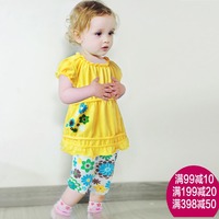 一岁宝宝夏装套装 女0-1-2岁婴儿衣服 夏季纯棉短袖七分裤