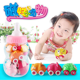 宝宝带磁力玩具儿童学爬玩具动物磁性车益智婴小车手推行走玩具