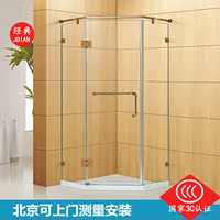 北京钻石型淋浴房 金色不锈钢简易平开门浴室 定制浴房玻璃隔断