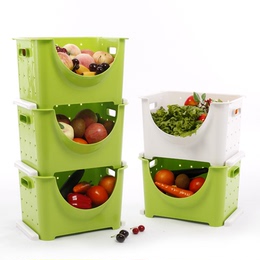 家居储物框收纳箱组合装 水果筐蔬菜厨房收纳架 塑料收纳篮子大号