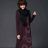 2015秋冬季女装新款中长款纯色针织羊毛连衣裙
