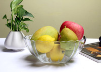拉色沙拉水果盘 创意厨房餐具 玻璃碗钢化碗  透明莲花碗  面膜碗