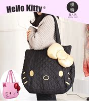正品hello kitty黑色粉色卡通单肩包潮流超大手提包挎包女士包包
