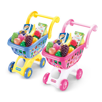 大号儿童购物车过家家玩具仿真宝宝手推车小女孩厨房蔬菜水果套装