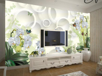 装饰画沙发壁画客厅3d立体墙纸电视背景墙壁纸水仙花无纺大型壁画