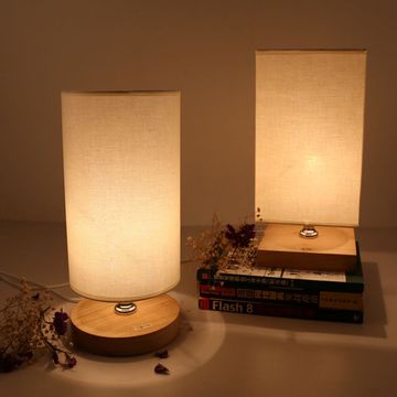 伊瓦实木创意日式小台灯调光led卧室床头婚庆原木榻榻米暖光台灯