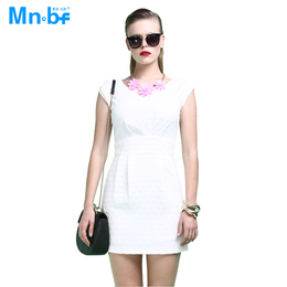 曼诺比菲 Mnbf 2015夏季新款一步裙 短袖梭织连衣裙