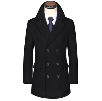 2015新款男装中长款修身商务时尚双排扣风衣羊毛呢大衣男加厚外套