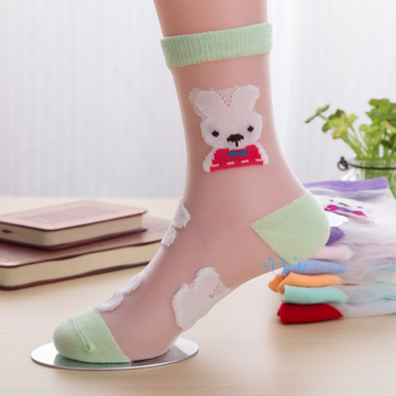 【天天特价】4双男女童薄款丝袜宝宝夏季袜子儿童水晶蚕丝袜短袜