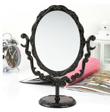 欧式复古公主镜台式化妆镜大号镜子随身便携梳妆镜 蔷薇花旋转镜
