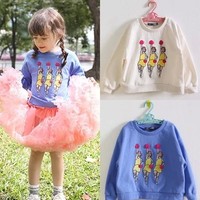 韩国童装女童长袖T恤2015秋装韩版儿童个性拉拉队纯色全棉t恤上衣