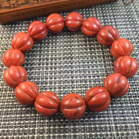 南红玛瑙手链 满肉柿子红 南瓜珠手串 雕刻珠 直径1.5 1.3