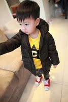 2015冬季新款 韩版男童小童1-2-3-4岁加厚羽绒棉棉衣连帽外套潮男