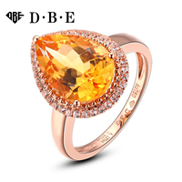 DBE珠宝 水韵18K金黄晶戒指女士 原创设计新款女款戒指环 可刻字