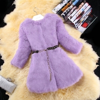 2015秋冬新款兔毛皮草外套中长款女七分袖韩版修身皮草外套特价