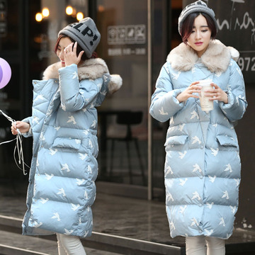 韩国2015冬装新款大码修身显瘦中长款羽绒棉服女加厚过膝棉衣外套