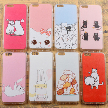 包邮可爱kitty猫6S苹果iphone6手机壳彩绘皮纹TPU手机硅胶保护套