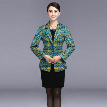 2016秋韩版新款长袖连衣裙 高端中年女装妈妈装两件套 西装领外套