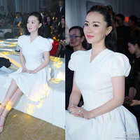 韩国代购夏季新款霍思燕明星同款白色修身连衣裙公主泡泡袖裙子