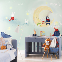 尚品卡通可爱熊男孩女孩梦幻环保定制大型壁画墙纸壁纸儿童房印花