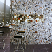 300*300简约英伦高清报纸瓷砖室内地砖背景墙墙砖咖啡酒吧花砖