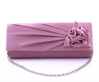 新款韩版流行女士手拿包玫瑰花朵晚装包铁链条单肩斜挎小包/包邮