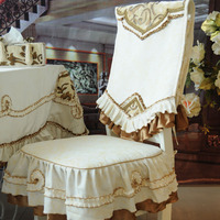 猛士餐椅两件套餐椅欧式餐椅坐垫高档布艺烫金白椅子套凳套韩新品
