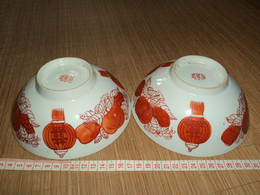 文革景德镇艺术瓷厂手绘矾红陶瓷饭碗*包老
