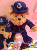 高档警察泰迪熊刺绣徽章穿衣戴帽police熊毛绒公仔个性装饰礼品