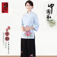 2016年春季女唐装上衣中袖上衣传统复古中式夏装民国短袖棉麻包邮