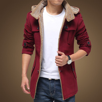冬季新款男士风衣中长款韩版妮子大衣青年男装修身羊毛呢加厚外套