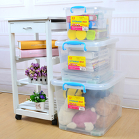食品级PP 塑料透明收纳箱衣物被子整理箱带盖手提杂物储物箱带轮