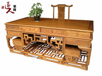 红木中式仿古花梨木家具书桌 全实木办公桌雕花写字桌 写字台配椅