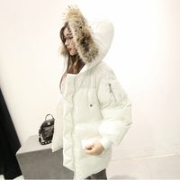 2015冬新款韩版貉子毛中长款棉衣女袖子口袋棉服加厚保暖棉袄外套