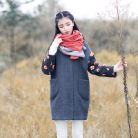 2015冬装新款红念文艺范蝙蝠袖羊毛呢外套茧型大衣加厚女式风衣