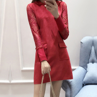 2015冬季新款韩版女装大码打底裙子长袖蕾丝修身显瘦时尚连衣裙潮