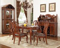美式欧式特价实木餐桌椅组合一桌六椅长方形餐桌吃饭桌子餐椅餐台