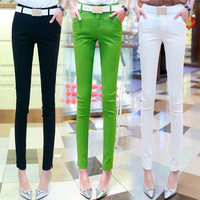 一件代发夏季韩版紧身彩色铅笔裤脚裤外穿修身显瘦弹力休闲裤女