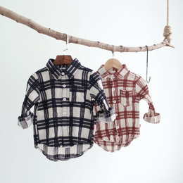 2016秋季新款童装中小童儿童格子长袖衬衫男童衬衣长袖韩版