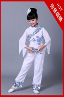 2015爆款儿童青花瓷秧歌舞蹈演出服 春夏民族腰鼓扇子舞服装女童