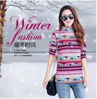 2015冬季新款女装毛衣加绒加厚中长款高领保暖毛衣针织打底衫上衣