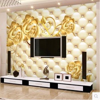 3D立体大型壁画客厅金色电视背景墙纸卧室影视墙壁纸无缝墙布自粘