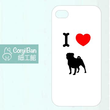 【Love Dog】巴哥 苹果iPhone5|5S 手机壳 狗狗3D立体浮雕透明边