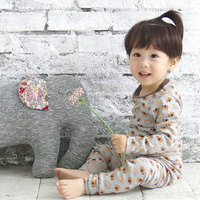 现货 秋冬KIDSPIE韩国进口正品儿童家居服灰色加厚纯棉内衣套装
