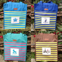 包邮购物袋帆布学生手提袋A4补习袋五彩条纹防水拎书袋手提包书包