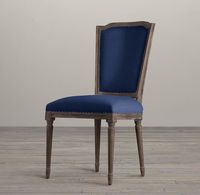 法式美式复古实木椅 麻布面料铆鞋钉餐椅/书桌椅 橡木餐椅现货