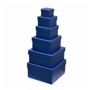 礼品盒批发套盒 蓝色包装纸盒正方形6件套盒 圣诞礼物盒 1套包邮