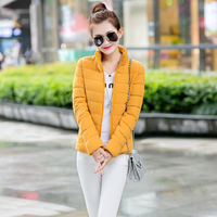 2015新款韩版羽绒棉服女装短款冬装显瘦修身纯色立领棉衣冬季外套
